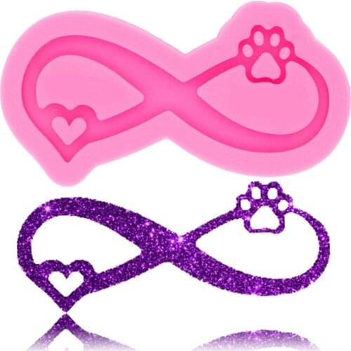 M2EA Love Ribbon Bear Paw Keychain Epoxy Resin Mold Necklace Pendant Silicone Mould DIY Crafts Jewelry Casting Tool