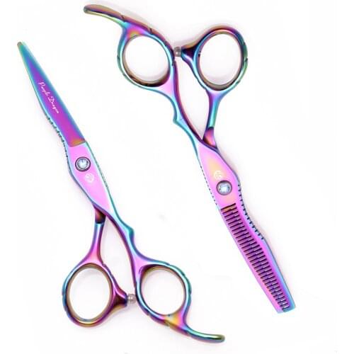 Haircut Scissors Set 6" Japan 440C Purple Dragon Hair Cutting Scissors Professional Salon 2Pcs/1Set Hot Sell Styling Tool Salon