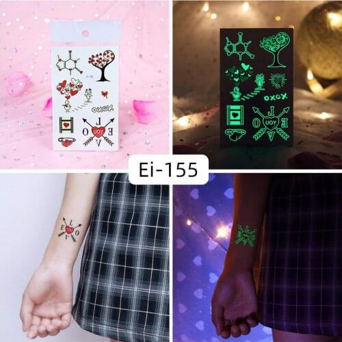Tattoo Stickers Luminous Kids Girl Temporary Fake Tattoos Glow Paste on Face Arm Leg for Men Body Art Cupids Arrow Love Sticker
