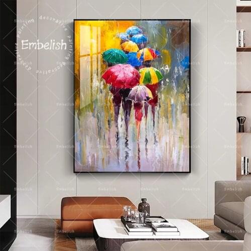 1 Pieces Watercolor Rainy Day Landscape Wall Art Posters For Living Room Modern Home Decor Pictures HD Spray Canvas Oil Painting