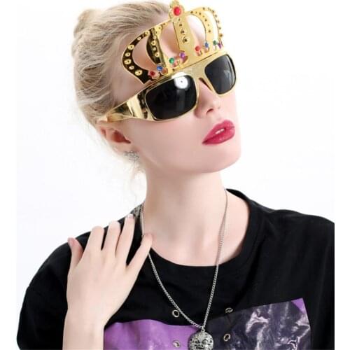 Novelty Gold Princess Crown Designed Sunglasses Girls Party Fancy Dress Photo Props