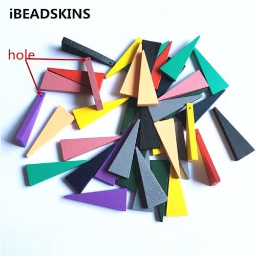 New arrival! 40x14mm 200pcs/lot Environmental Paint Long triangle-shape Wood charm for jewelry DIY making( desgin as shown)