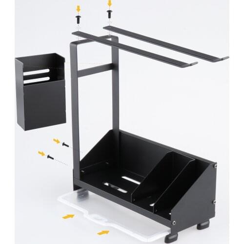 Sink Caddy Organizer Countertop Sponge Brush Soap Holder with Drain Pan Kitchen Storage Rack Shelf Storage Rack Organizer