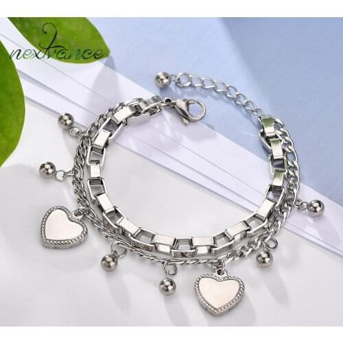 Nextvance Personalized Customize Letter Symbol Chain Heart Bracelets & Bangles Stainless Steel Jewelry For Women Drop Shipping