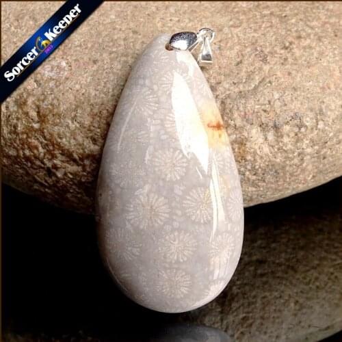 Natural Chrysanthemum Coral Fossil Stone Beads Pendants Necklaces Wholesale Bijoux Necklace For Mens Jewelry Specimen US038