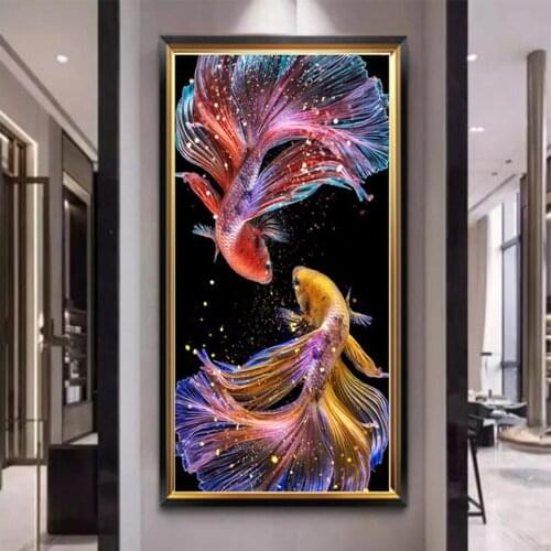 Full Square/Round Animal Koi DIY Diamond Painting Fish Diamond Embroidery Goldfish Cross Stitch Rhinestones Diamond Mosaic Decor