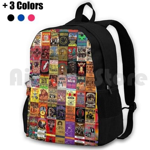 Rock Band Posters Outdoor Hiking Backpack Riding Climbing Sports Bag Band Music