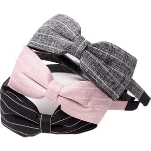 1PCS Fashion headband for women wide side hair ribbon bow hairband striped head band girls headwrap hair accessories wholesale