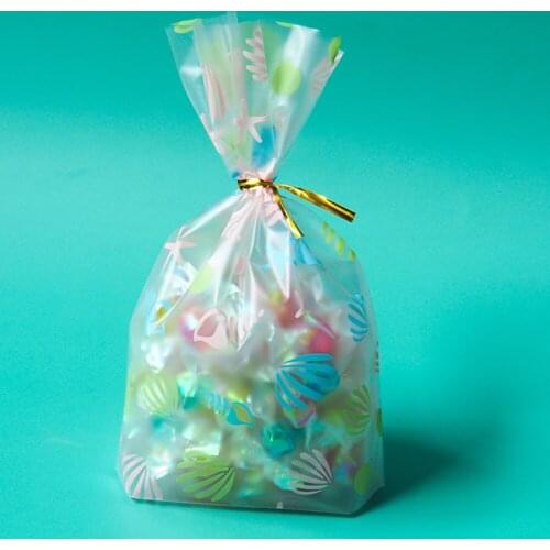 Transparent Opp Bag Plastic Gifts Packaging 50pcs+50 Tie Pink Dots Birthday Wedding Party Bakery Cookies Snack Biscuit