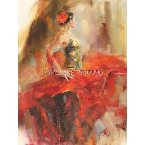 Sexy dancer girl Flamenco Spanish Woman Heat Dancing Dancer Oil Painting Canvas art Flamenco Dancing wall pactures