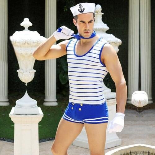 Sexy seaman exotic costume sailor costume for men blue color