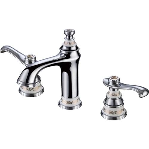 Free shipping Chrome 8" WIDESPREAD LAVATORY BATHROOM SINK FAUCET 3 holes Bath Sink Faucet Brass Spout Mixer Tap 2 Handles