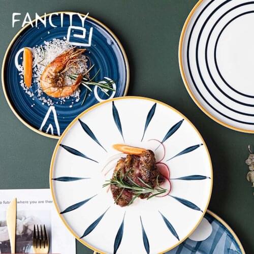 FANCITY Japanese-style tableware, western food, steak, dinner plate, home creative personality plate, breakfast plate, ceramic p