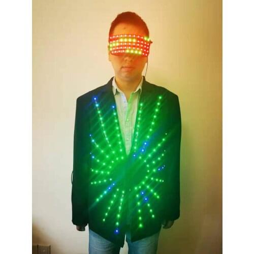 Led Jacket costume LED DJ jacket singer host wear led costume for man dance stage performance nightclub wear burning man