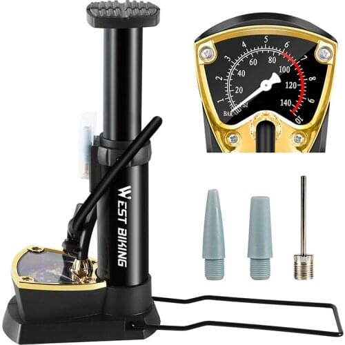 Bicycle 140PSI High Pressure Foot Pump MTB Road Bike Pump With Gauge Hose Cycling Floor Air Inflator Fits Presta Schrader Valve