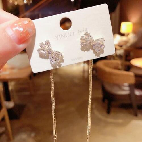 Vintage Gold Color Bar Long Thread Tassel Drop Earrings for Women Glossy Arc Geometric Korean Earring Fashion Jewelry 2020 New