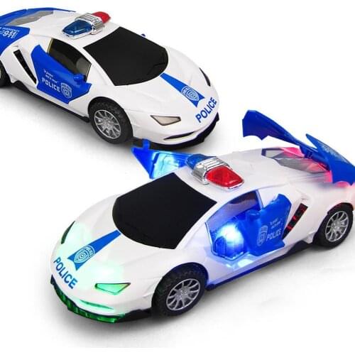 Electric 360 Rotation Police Car Vehicle with LED Music Education Kids Toy Gift