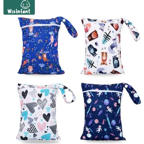 1PC WizInfant Mini Wetbag For Baby Cloth Diapers Dry bag For Menstrual Pads 18X25cm, Waterproof Reusable and Washable