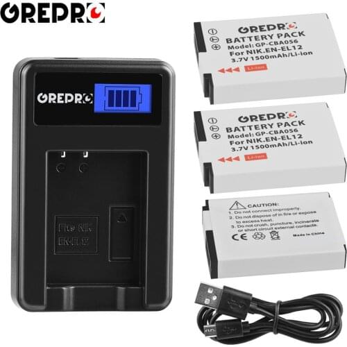 3Pcs EN-EL12 ENEL12 EN EL12 battery + LCD USB Charger for Nikon Coolpix AW100s AW110s AW120s S610 S610c S710 S620 S630 S8000 S70
