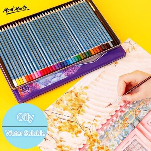 Iron boxed 36 Colors Pencil Oily Color Lead Paint Brush Water Soluble Colored Pencil Set Hand-Painted School Office Supplies