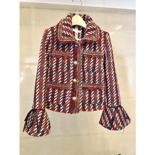 Suits Women Runway Luxury Designers Elegant Office Ladies Formal Tweed Blazer Jacket Coat Mini Skirt 2 Piece Sets Winter