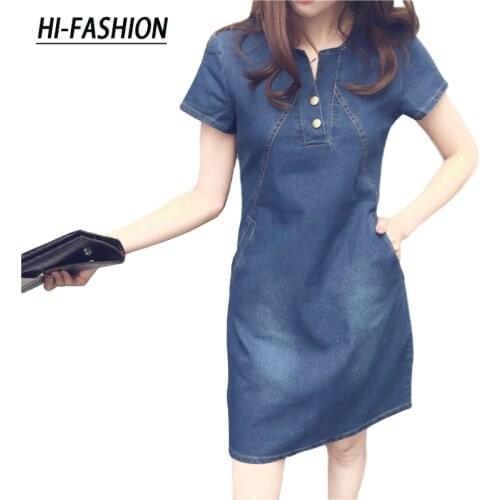 Korean Denim Dress for Women with Button Pocket Sexy Denim Mini Dress Plus Size 3Xl 2021 New Summer Casual Jeans Dress