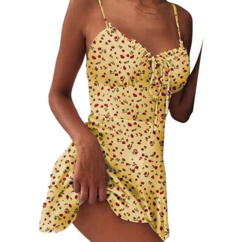 Women Sleeveless Print Dress Ladies Summer Fashion Dress for Party Shopping Daily Wear