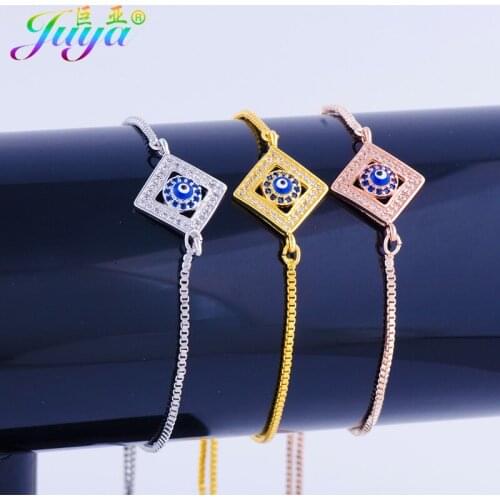 2018 Christmas Gift Jewelry Manufacturer Floating Greek Turkey Evil Eye Connector Charms Gold Chains Women Fashion Bracelets