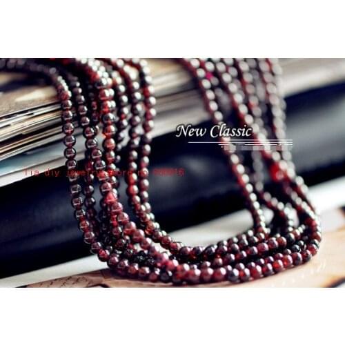 4MM 180Pcs Natural Red Garnet Loose Bead Strands Semi-Precious Stone Jewelry Beads Findings