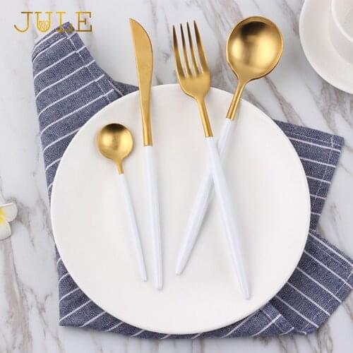 4pcs/lot Top Grade Golden Cutlery Set 304 Steel Dinner Knife Forks Teaspoon Western Dinnerware Sets Kitchen Tableware Cutlery