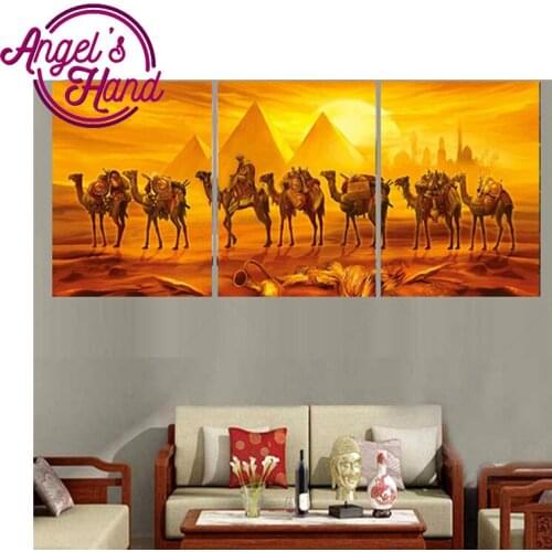 5d diy diamond painting 3 pcs,Egypt,Pyramids,Camel,cross stitch full diamond embroidery kits picture diamond mosaic Home Decor