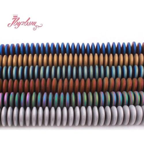 3x12mm Natural Hematite Heishi Rondelle Frost Stone Beads Spacer Loose For Jewelry Making DIY Necklace Bracelet Strand 15"