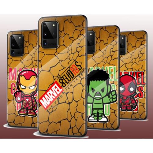 Tempered Glass Cover Marvel Hero Comic Fashion For Samsung Galaxy S20 FE S10e S10 S9 S8 Ultra Plus Lite Plus 5G Phone Case