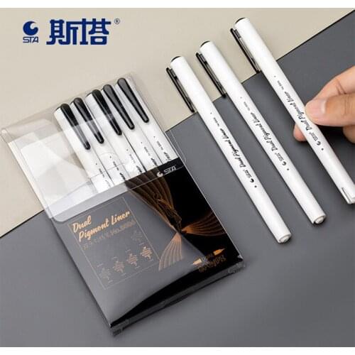 8Pcs Black Double Head Micron Pen Water-based Hand-drawn Design Sketch Needle Pen Hand Dawing Liner Fineliner Signature Pen 8806