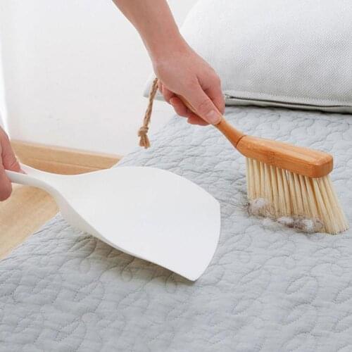 Mini Wooden Broom And Dustpan Set With Lanyard Desktop Computer Keyboard Cleaning Tool Fine Soft Hair Small Broom