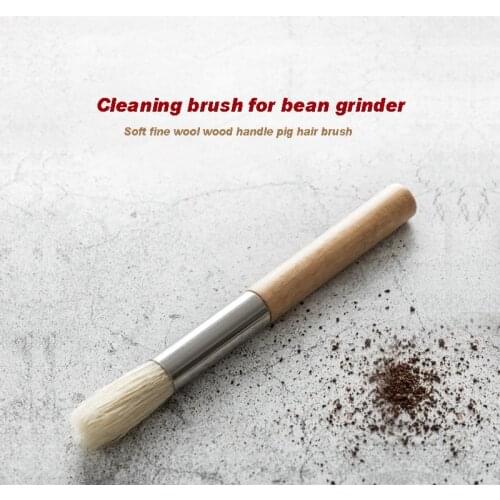 Wooden Handle Grinder Cleaning Brush Cafe Bar Household Coffee Machine Cleaning Brush For Bean Grain Coffee Tool