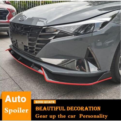 For Hyundai Elantra Body kit spoiler 2021 NEW Elantra Rear lip rear spoiler front Bumper Diffuser Protector ABS Plastic 3Pcs