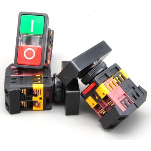 AS-22N 25N Start-stop Double Pushbuttons Switch With LED Lamp(Mounting hole 22mm 25mm)(DC 6/12/24/36/48 V AC110/220/380V)