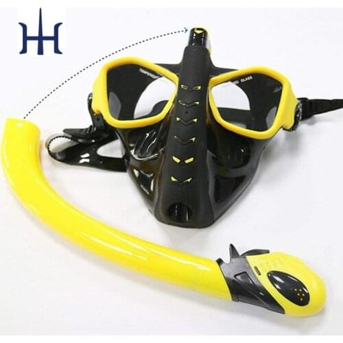 Ergonomics Full dry diving mask snorkel set Silicone breathing tube Snorkeling equipment scuba dive Anti fog Mascara de buceo