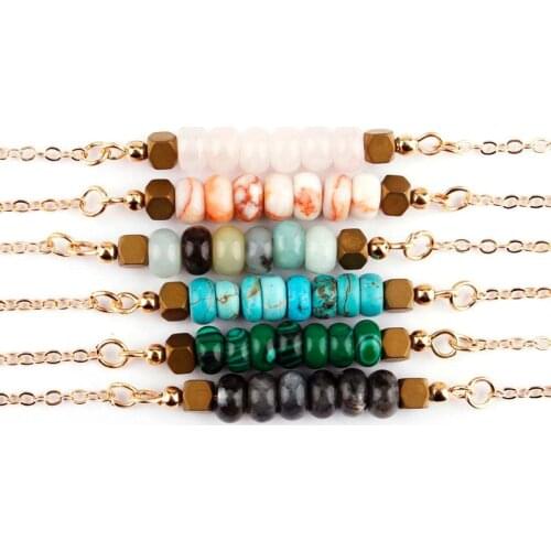 Horizon Natural Stone Bar Pendant Necklce for Women Cute Gold Chain Layered Necklace Bijoux Collier Femme Handmade Jewelry