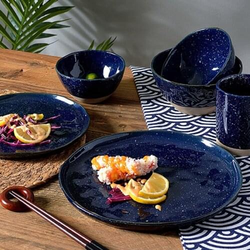 Ceramic Plate Cutlery Set Coffee Mug Soup Bowl Bowl Flat Tray Coffee Cup Porcelain Dish Dinnerware Cake Tray Starry Steak Plate