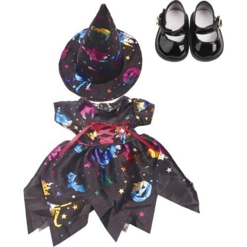 18 inch Girls doll Halloween costume princess lace gown with shoes American new born Dress Baby toys fit 43 cm baby dolls c330