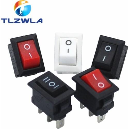 10pcs KCD11 Rocker Switch 10*15mm Mini Push Button Switch ON-OFF / ON-OFF-ON 2 Pins / 3 Pins 3A 250VAC / 6A 125VAC 10x15mm