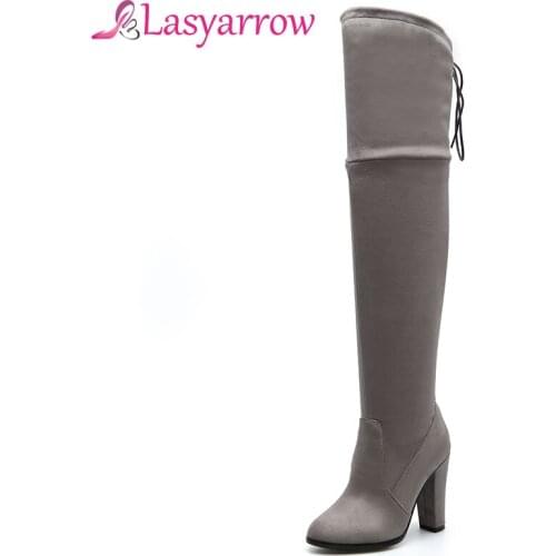 Lasyarrow Size 32-46 2018 New Shoes Women Boots Black Over the Knee Boots Sexy Female Autumn Winter Lady Thigh High Boots F679