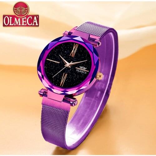 Top Brand Luxury Watches OLMECA Waterproof Wrist Watch Reloj Mujer Water Resistant Quartz Analog Women Watch Casual Purple Color