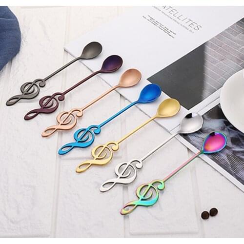 Stainless Steel Music Coffee Spoon Stainless Creative Cat Spoon Teaspoon Dessert Snack Scoop Ice Cream Mini Spoons Tableware