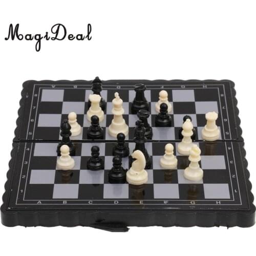 MagiDeal New 1Pc Antique Plastic International Chess Set Mini Portable Magnetic Folding board Classic Camping Game Toy Kid Gift