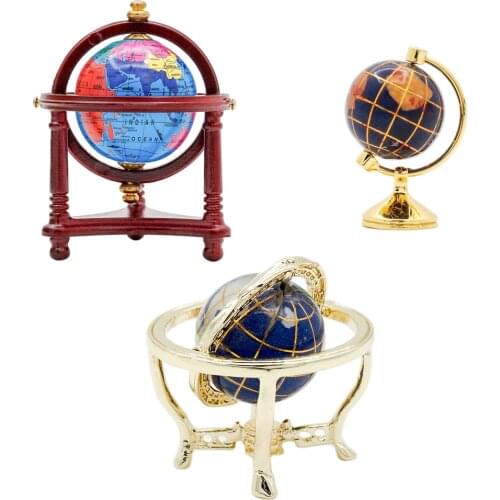 Odoria 1:12 Miniature Rolling Blue World Globe with Stand Set Ornament Living Room Bedroom Home Dollhouse Accessories Decoration