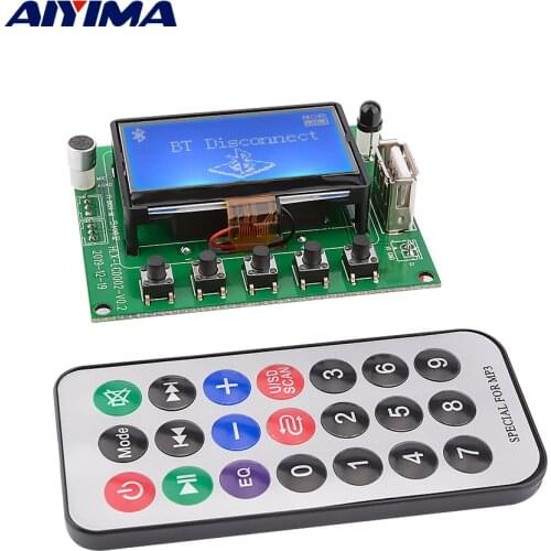 AIYIMA MP3 Decoder Board Module 12V Lyrics Display LCD Bluetooth 5.0 Car USB MP3 Player WMA WAV Support TF Card USB FM Remote