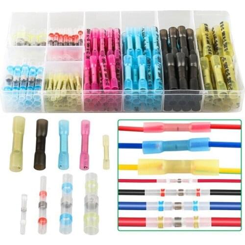 220Pcs Box Set Heat Shrink Wire Connectors Solder Sleeves Waterproof Fast Butt Terminals Terminator Electrical Electrician SST